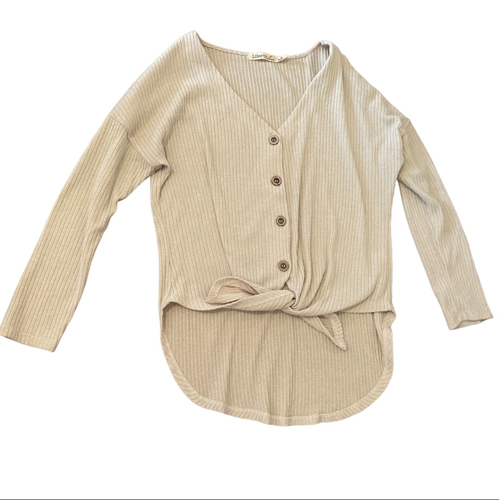 Liberty Love Size Medium Cream Button Down Sweater Lightweight